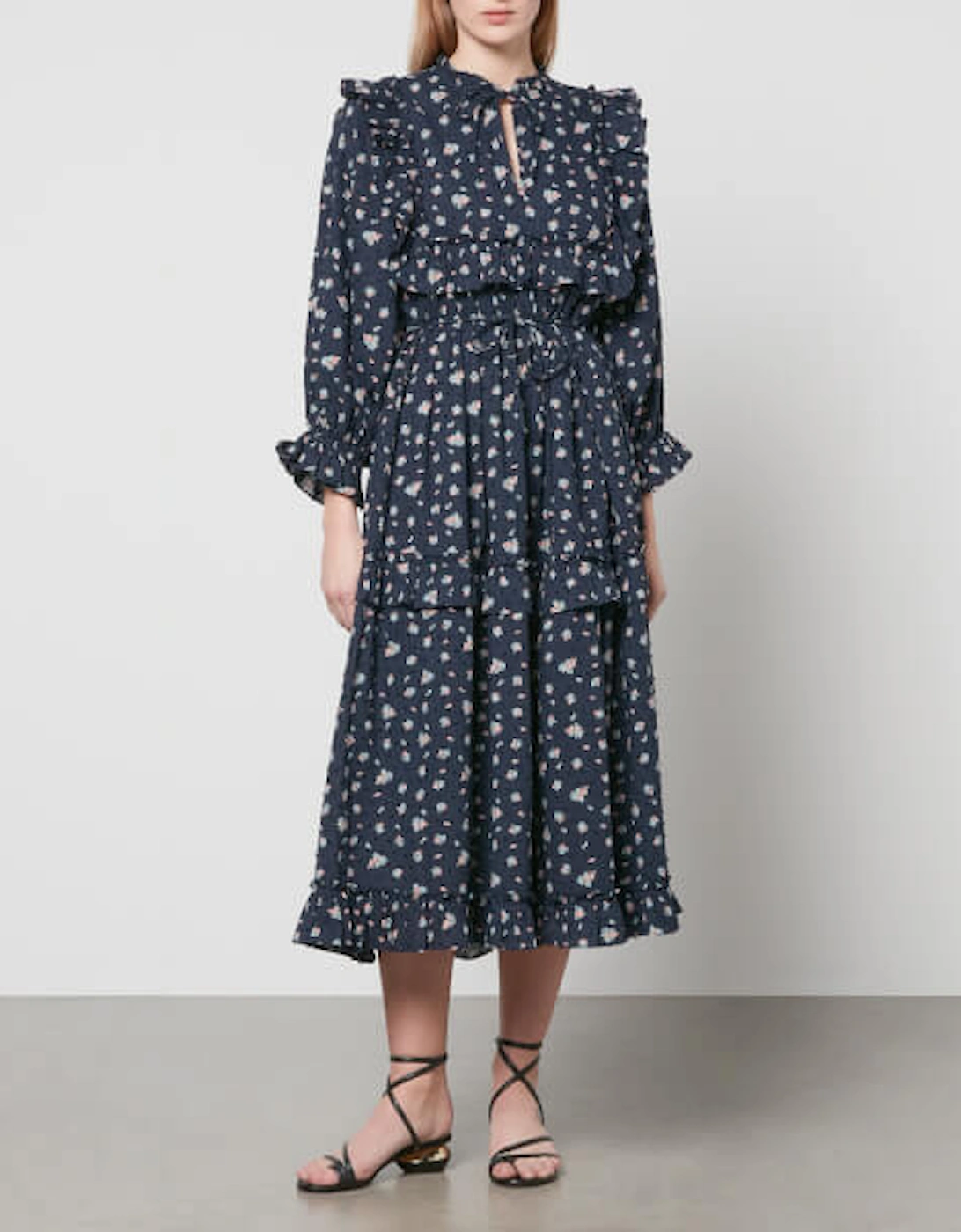 Barbara Floral-Print Cotton Midi Dress, 3 of 2