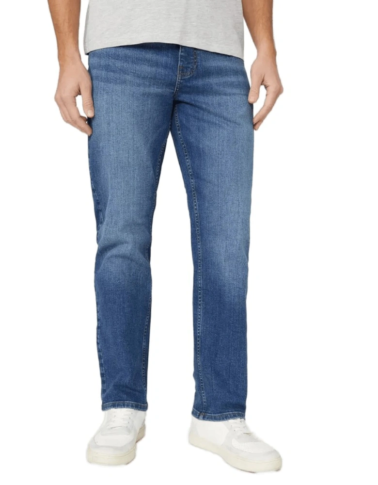 Mens Stone Wash Straight Jeans