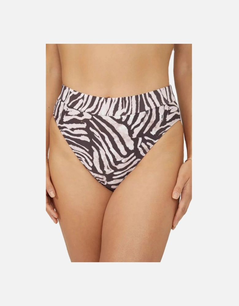 Womens/Ladies Zebra Print Mid Rise Bikini Bottoms