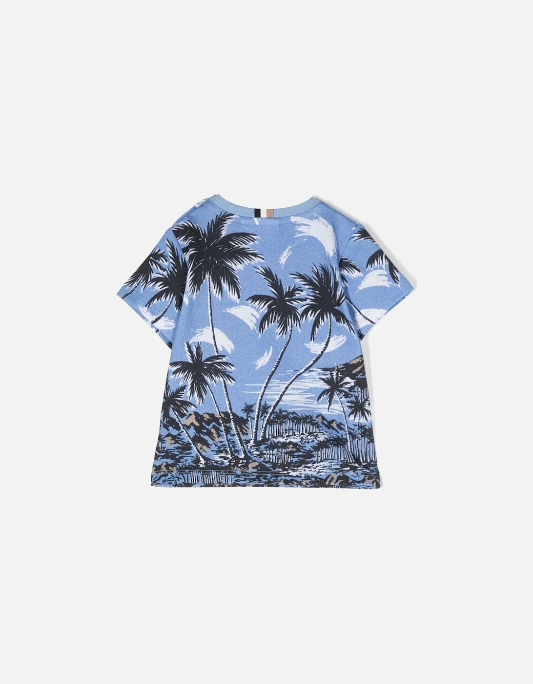 Kids Palm Tree Print T Shirt Blue