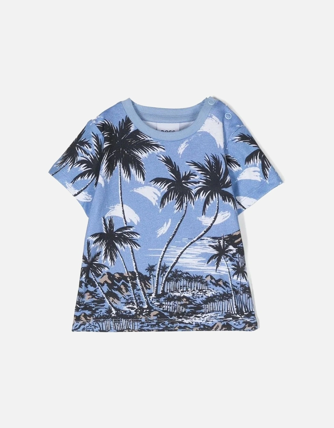 Kids Palm Tree Print T Shirt Blue, 4 of 3