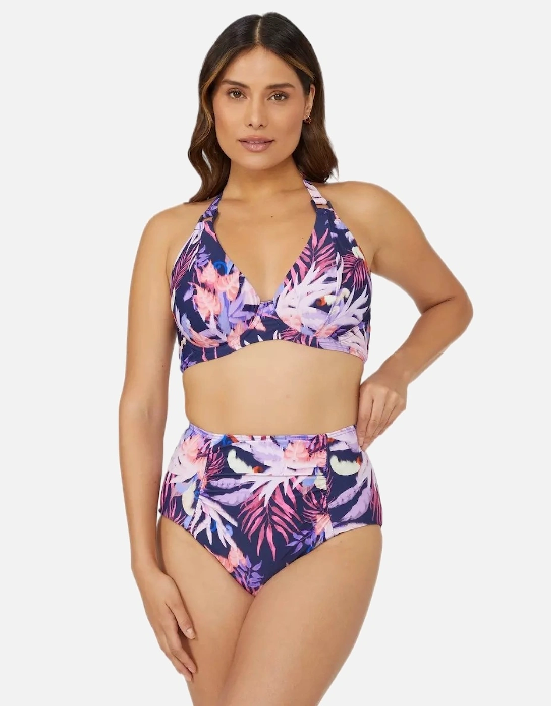 Womens/Ladies Arianna Palm Print Underwired Bikini Top, 5 of 4