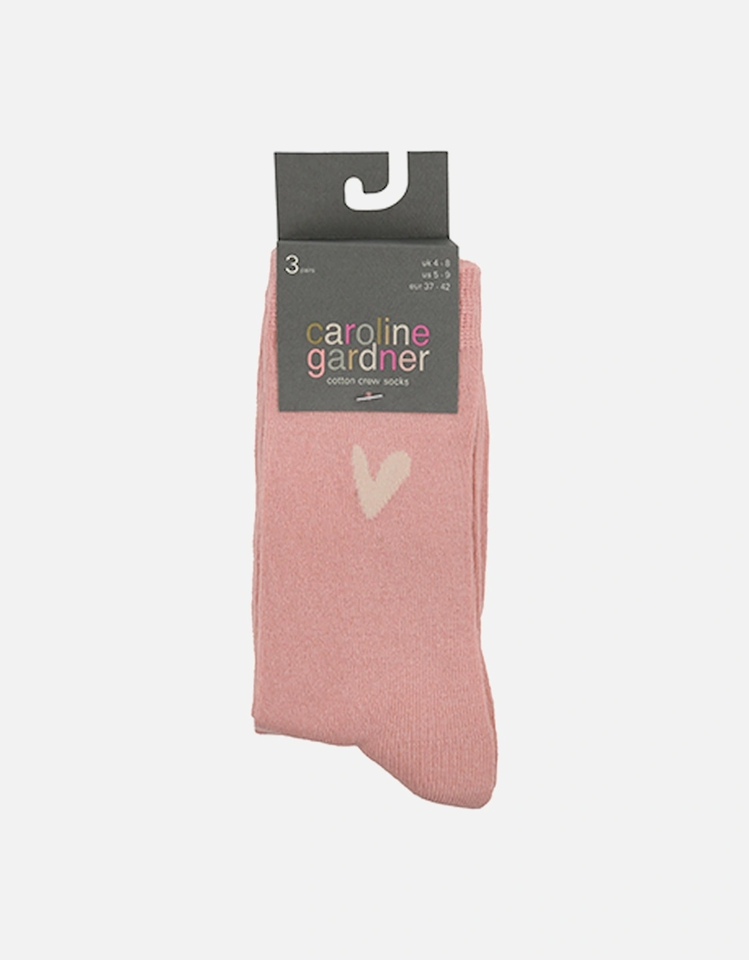 Plain Pink Socks 3 Pack Ivory/Orange/Cha Heart