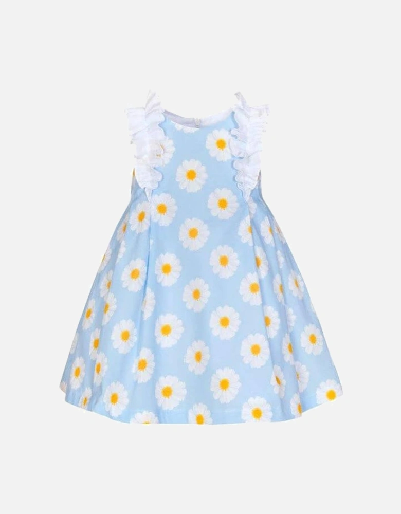 Girls Blue Frill Sunflower Dress