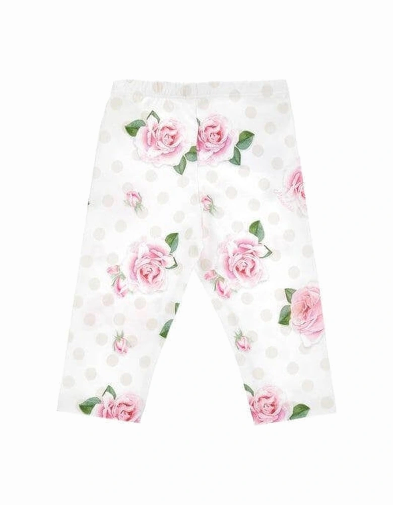 Baby Girls White Floral Leggings