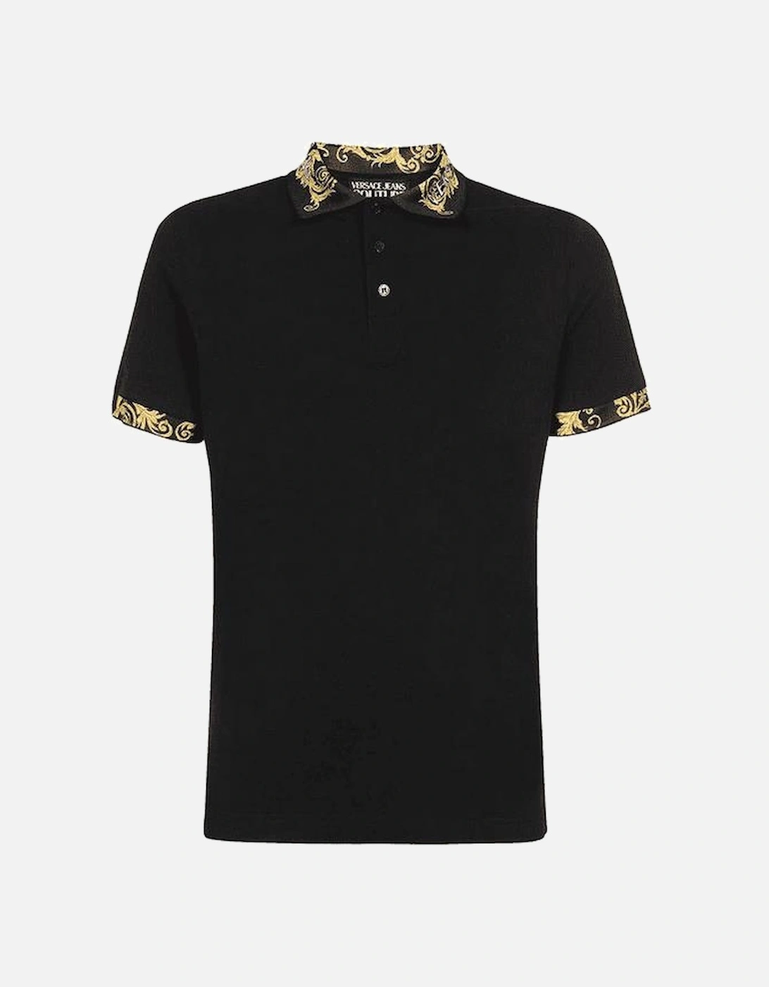 Cotton Collar Print Black Polo Shirt, 3 of 2