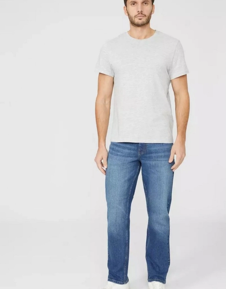 Mens Stone Wash Straight Jeans