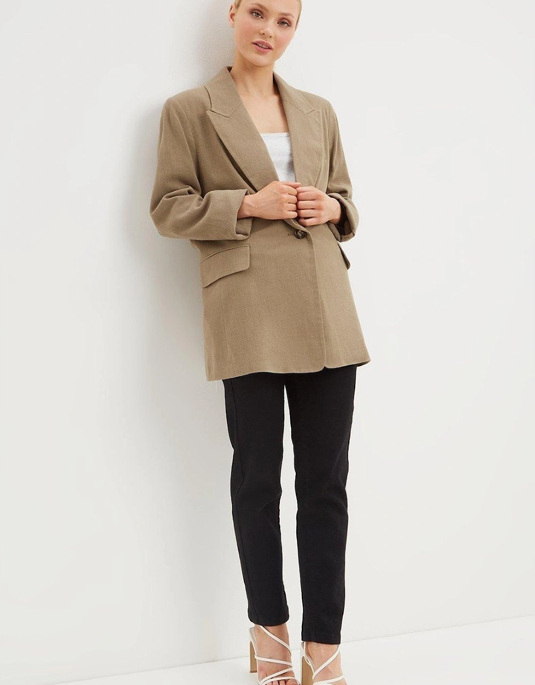 Womens/Ladies Linen Boyfriend Jacket