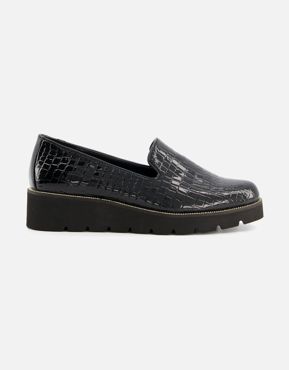 Ladies Glides - Croc-Debossed Flatform Loafers