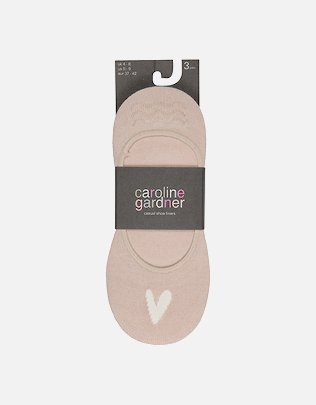 Socks 3 Pack Pednude With Hearts