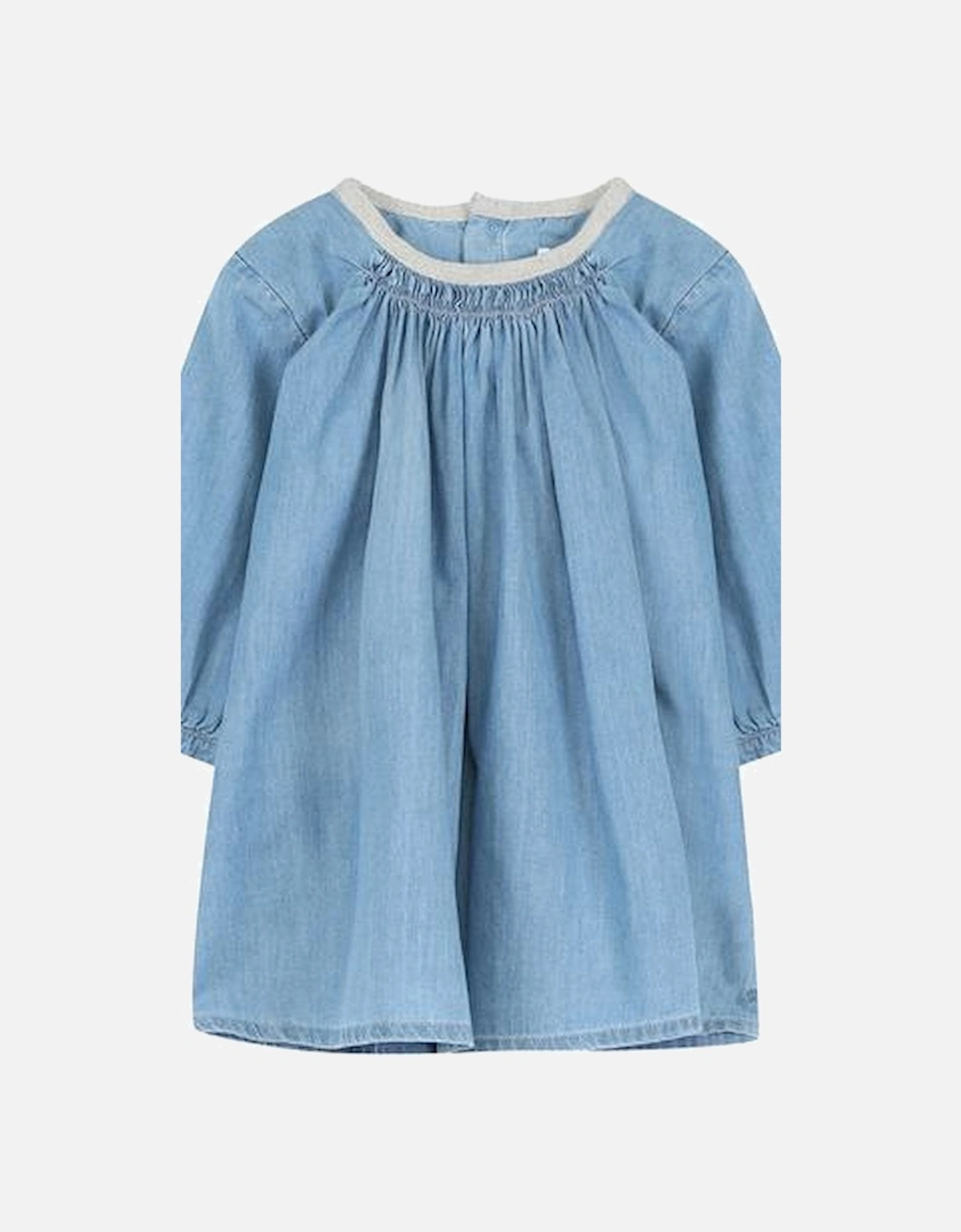 Baby Girls Blue Denim Dress, 2 of 1