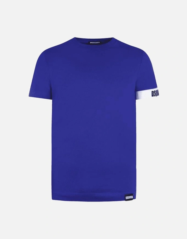 Cotton Bold Tape Logo Blue T-Shirt