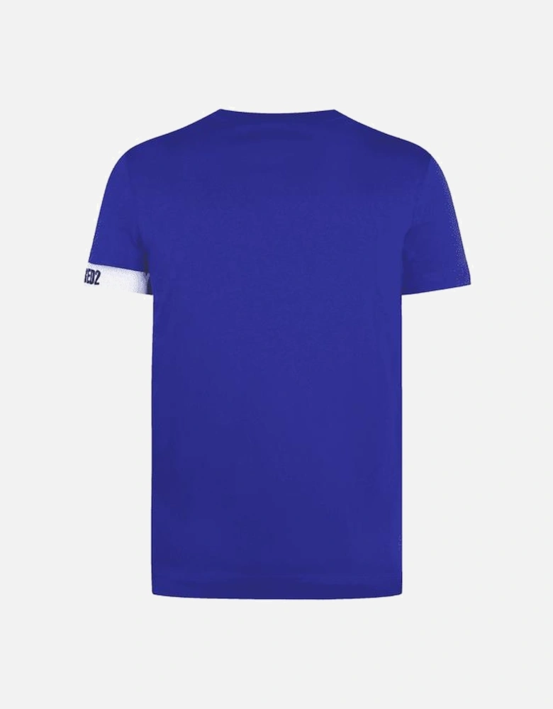 Cotton Bold Tape Logo Blue T-Shirt