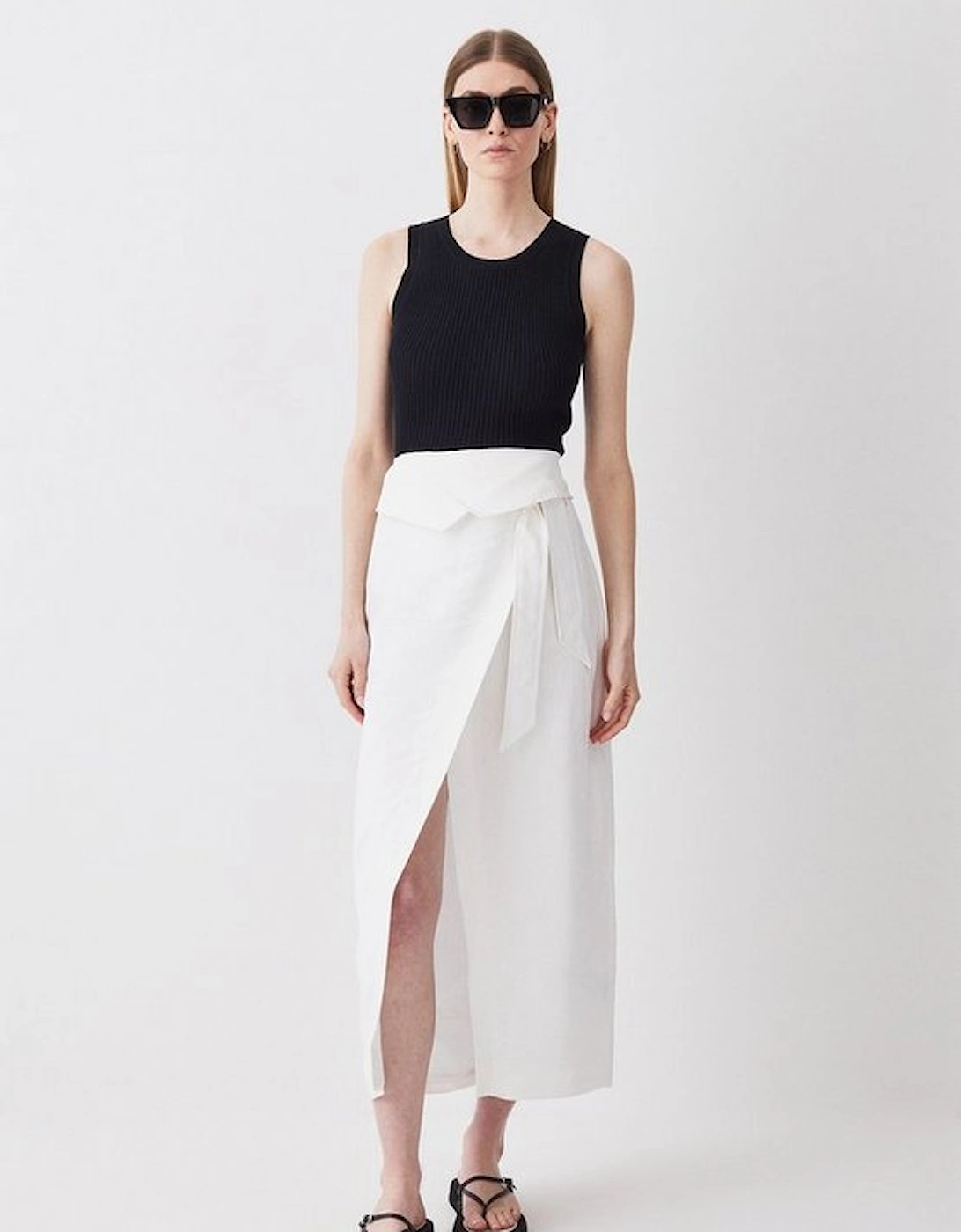 Linen Wrap Belted Midi Skirt, 5 of 4