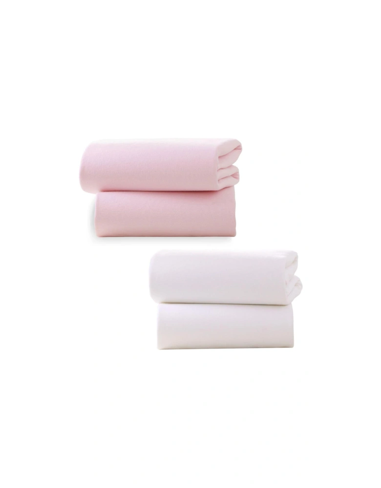 Fitted Moses Sheets 4-Pack Bundle - Pink and White