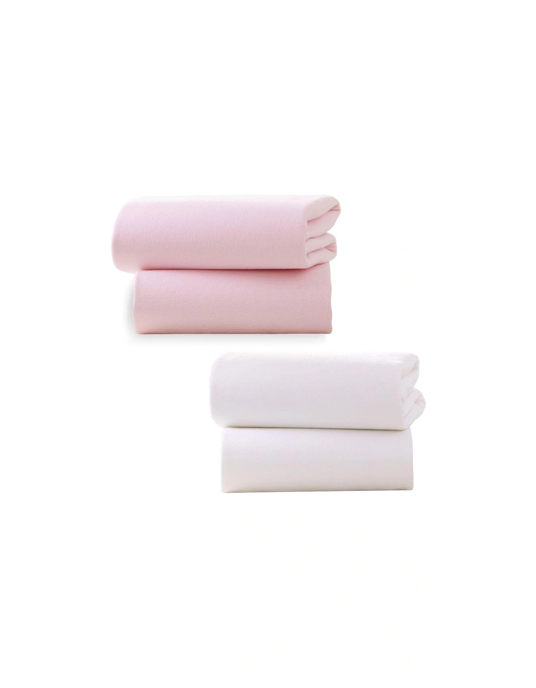 Fitted Moses Sheets 4-Pack Bundle - Pink and White, 2 of 1