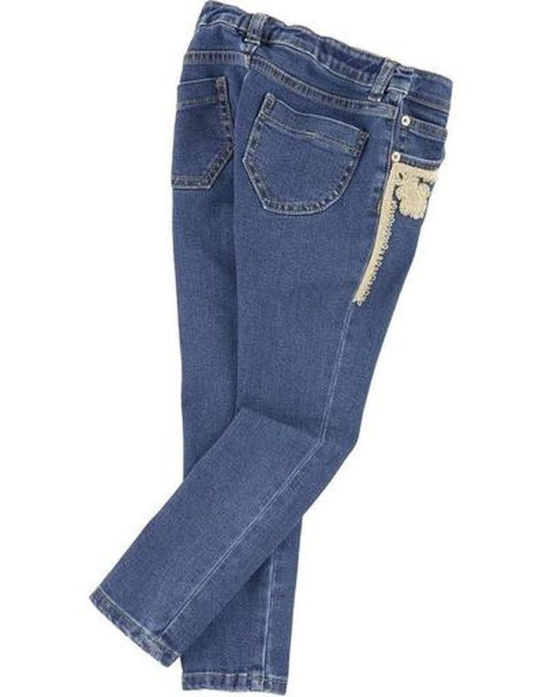 Girls Blue Applique Detail Jeans