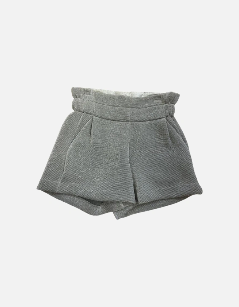 Girls Silver Metallic Shorts