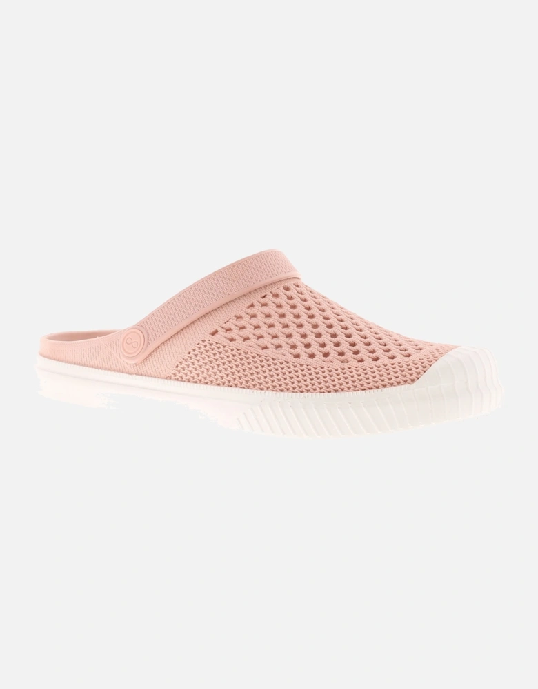 Womens Flat Mule Sandals Sue Slip On Pink White UK Size