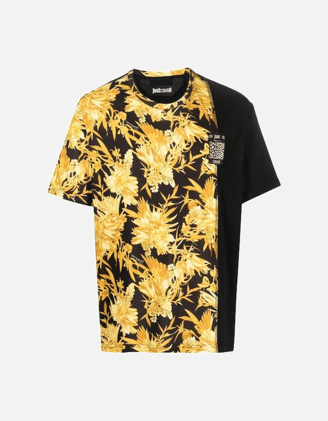 Cotton Baroque Print Black/Gold T-Shirt, 4 of 3