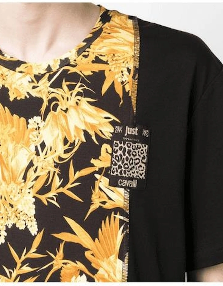 Cotton Baroque Print Black/Gold T-Shirt
