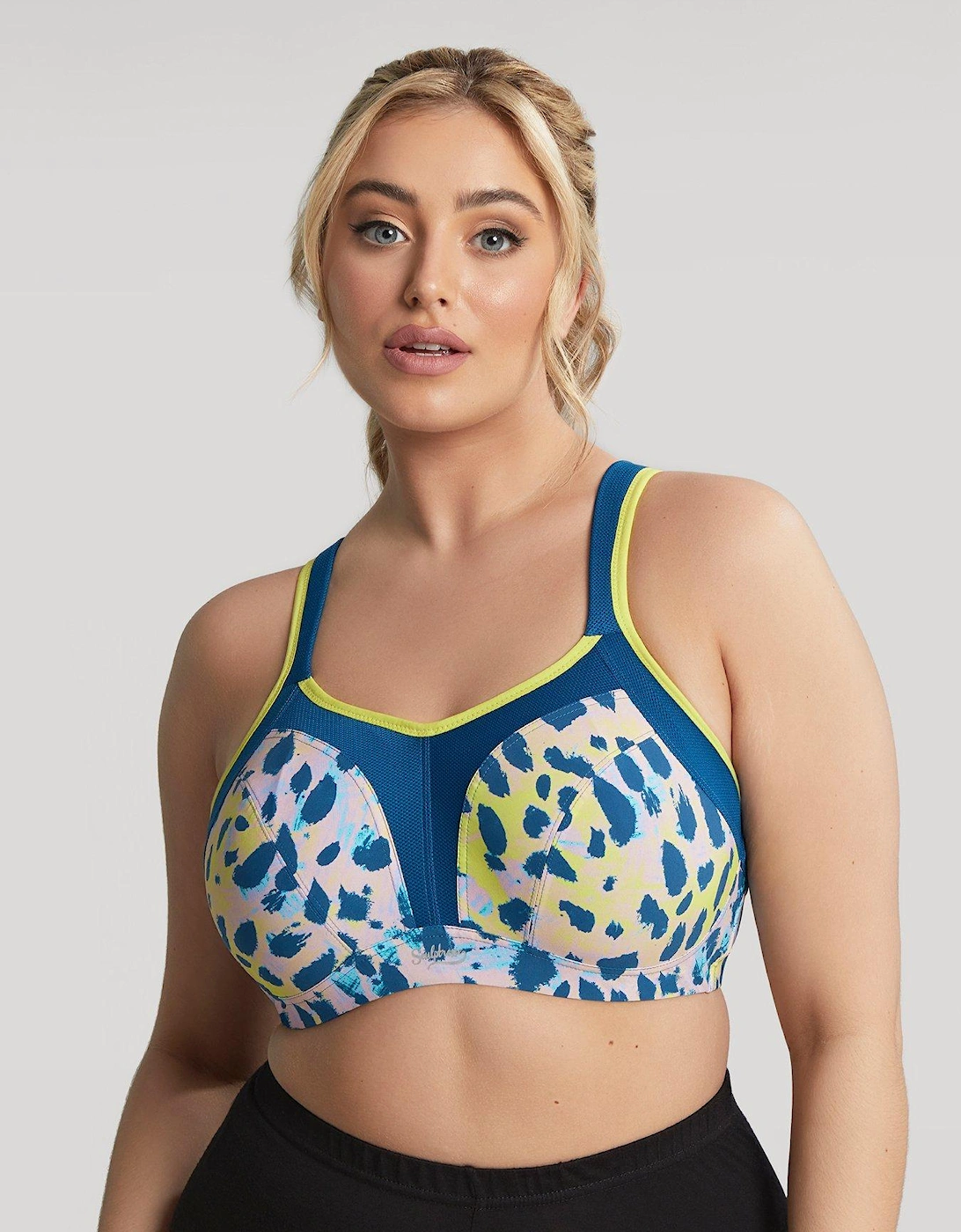 Sculptresse Non Padded Wired Sports Bra in Lime Animal, 3 of 2