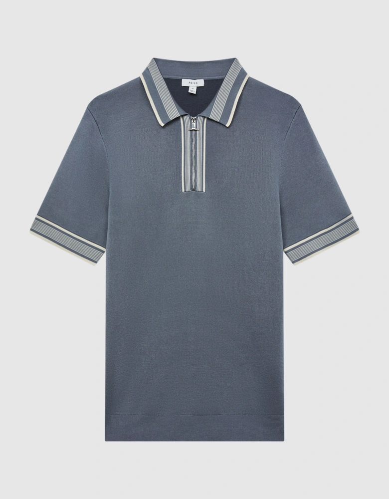 Half-Zip Striped Polo Shirt