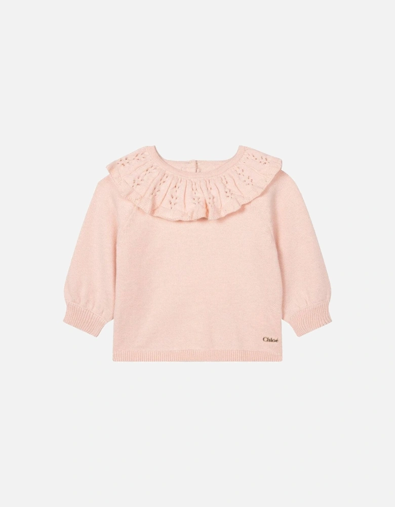 Baby Girls Pink Knitted Sweatshirt