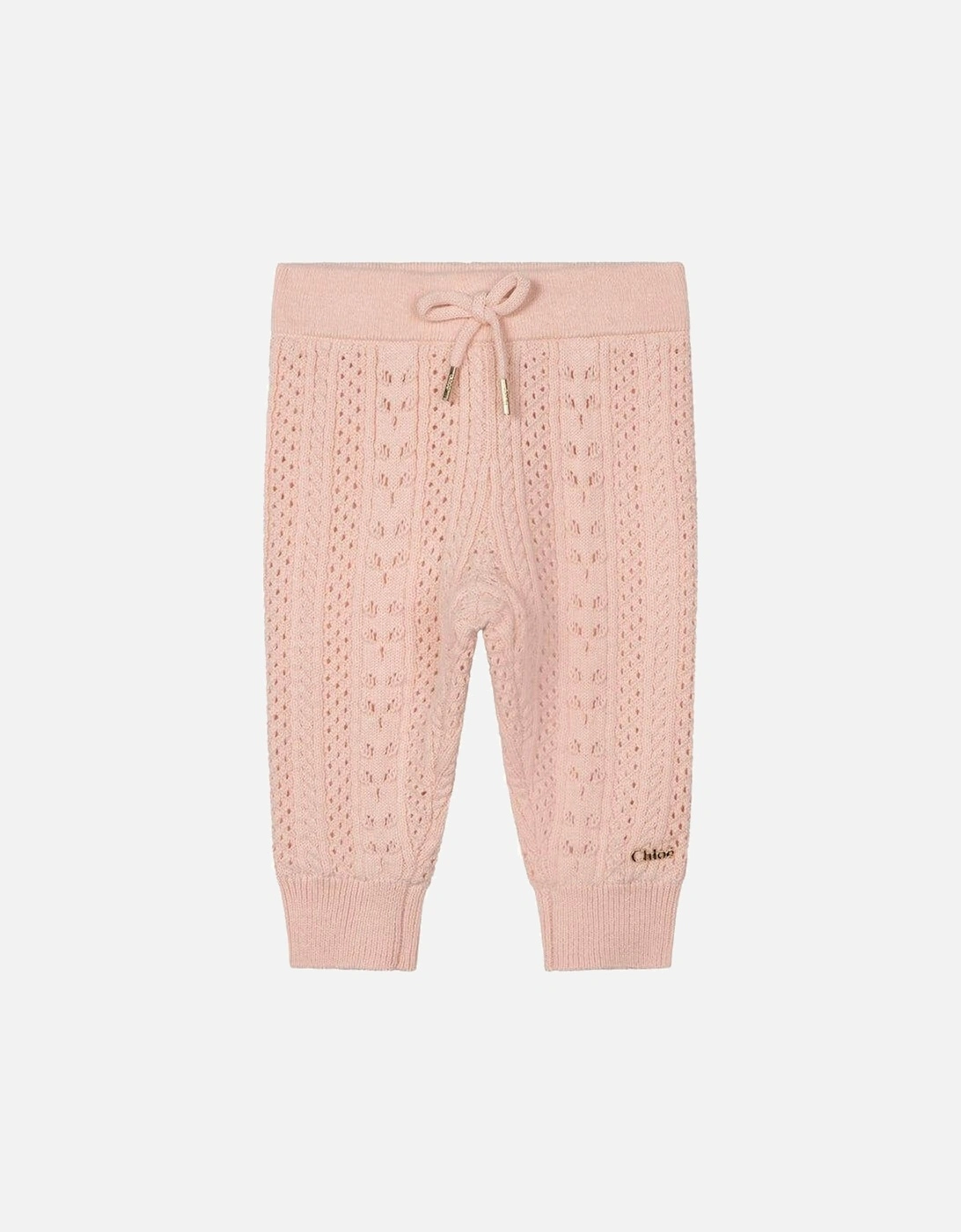 Baby Girls Pink  Knitted Trousers, 3 of 2