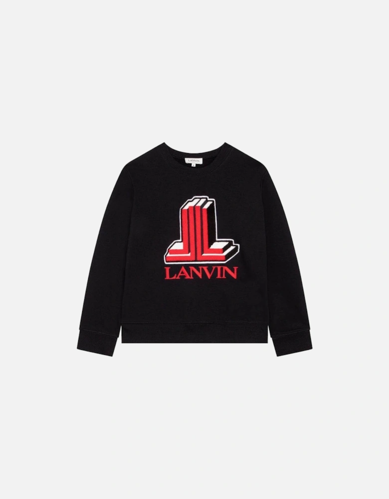 Boys Black 3D Logo Sweatshirt