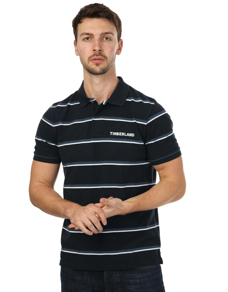 Mens Zealand River Stripe Polo Shirt