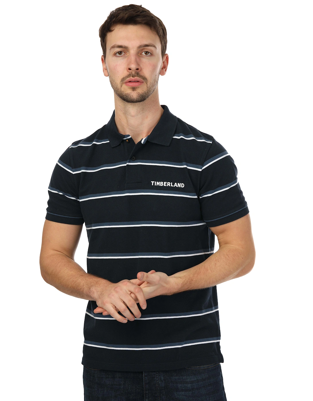 Mens Zealand River Stripe Polo Shirt, 5 of 4