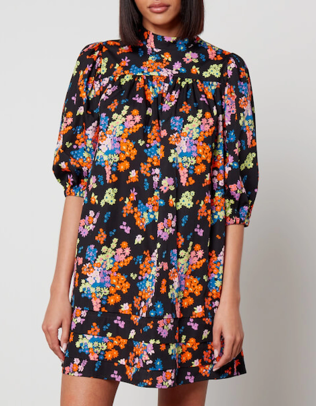 Glossy Floral-Print Cotton Mini Dress, 2 of 1