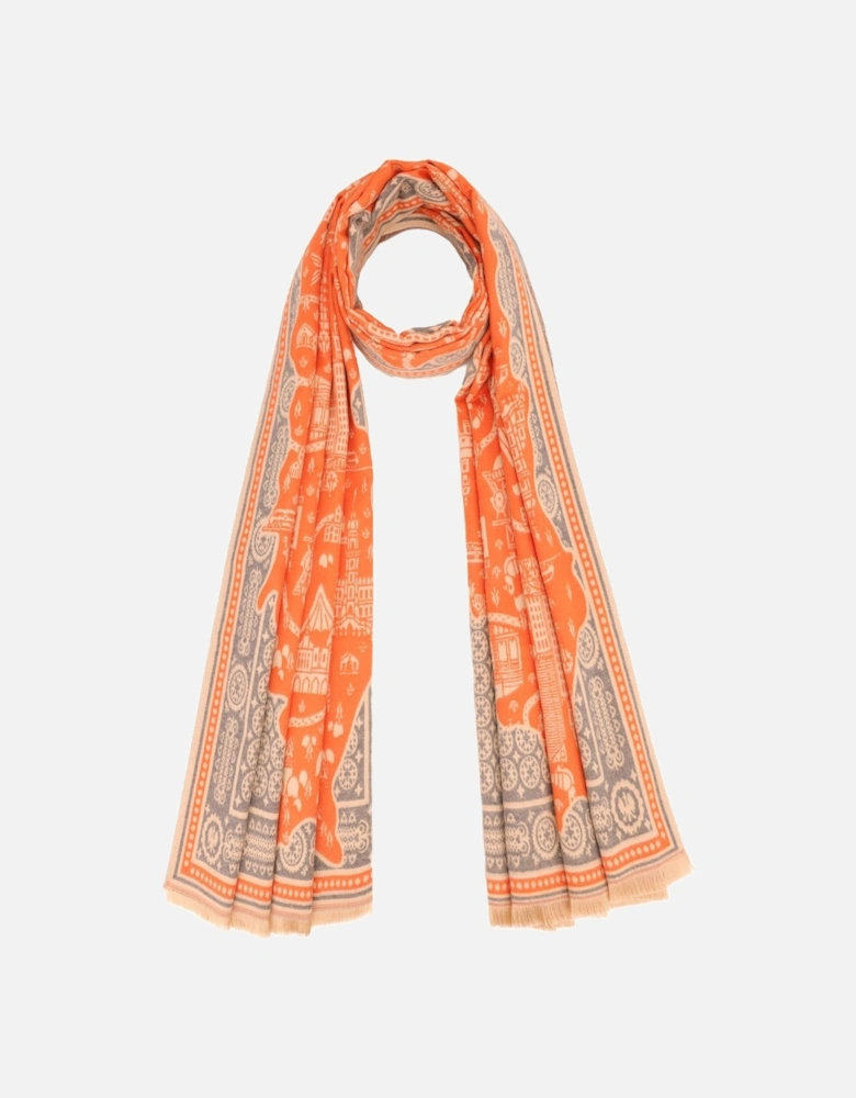 Orange Abstract Cashmere Blend Wrap