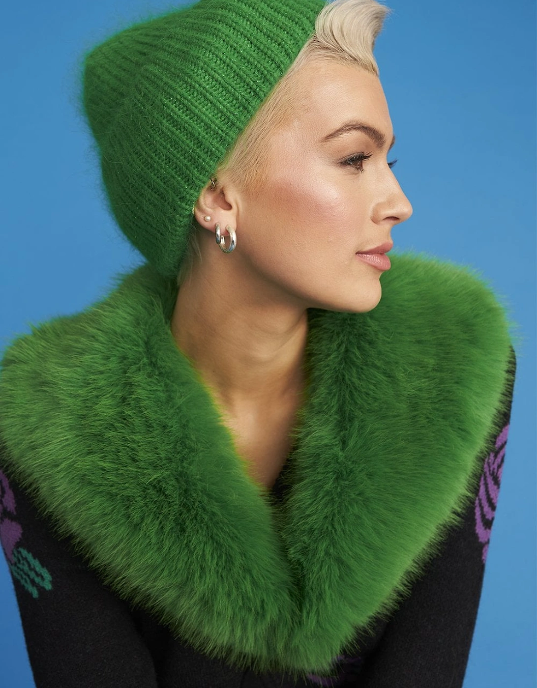 Green Cashmere Blend Gigi Beanie Hat, 3 of 2