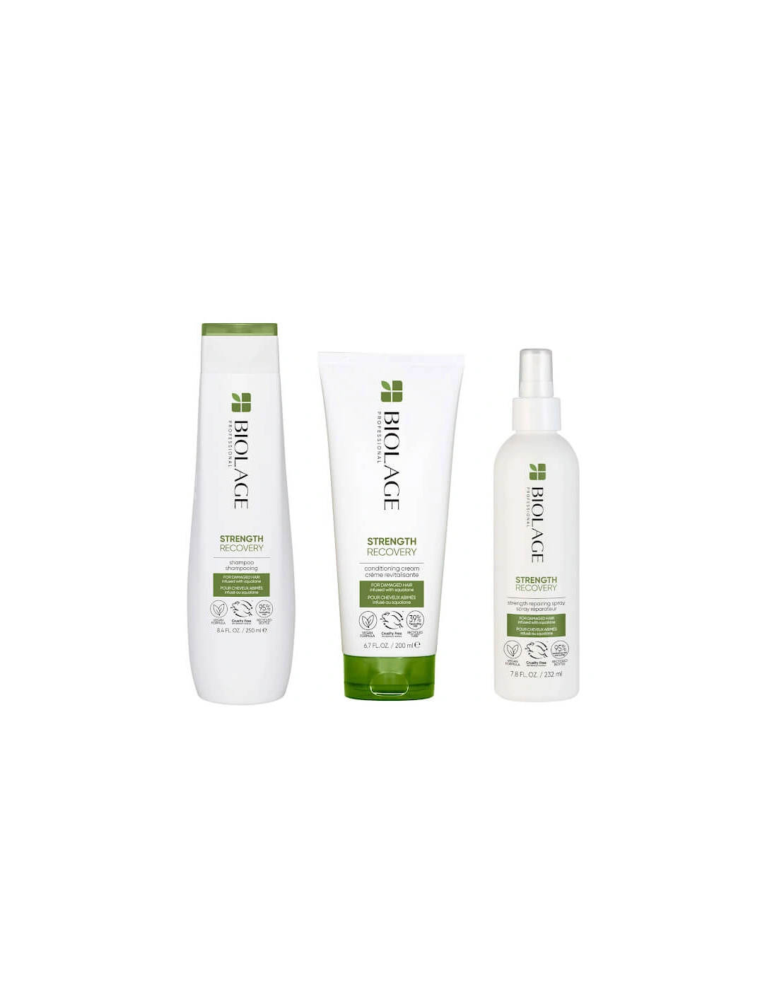 Professional Strength Recovery Vegan Cleansing Shampoo, Conditioner and Leave-in Spray Routine for Damaged Hair, 2 of 1