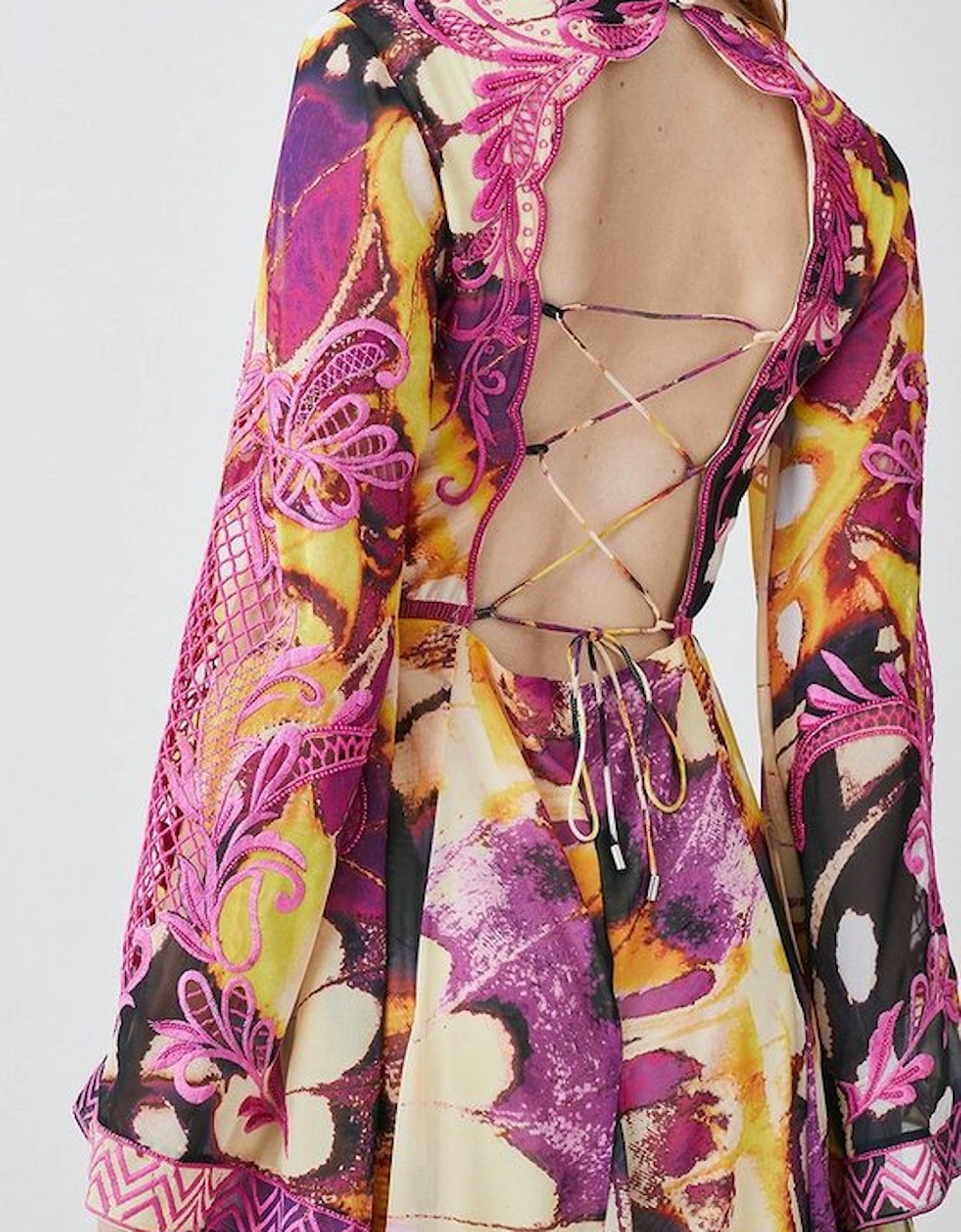 Floral Embroidered Woven Midi Dress