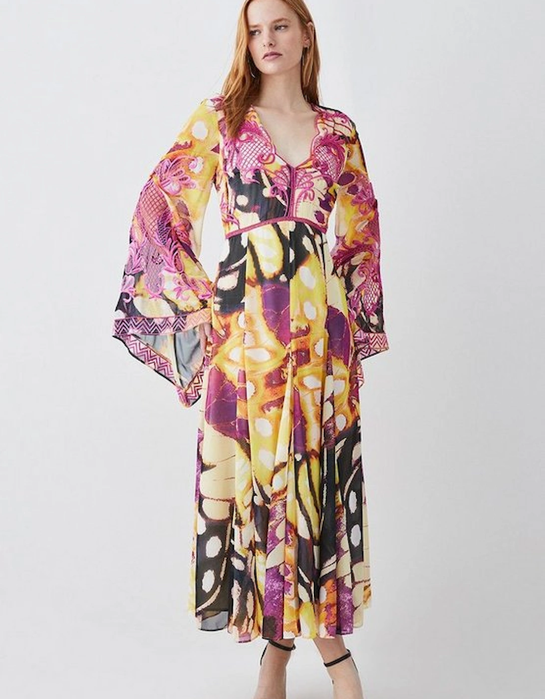 Floral Embroidered Woven Midi Dress, 5 of 4