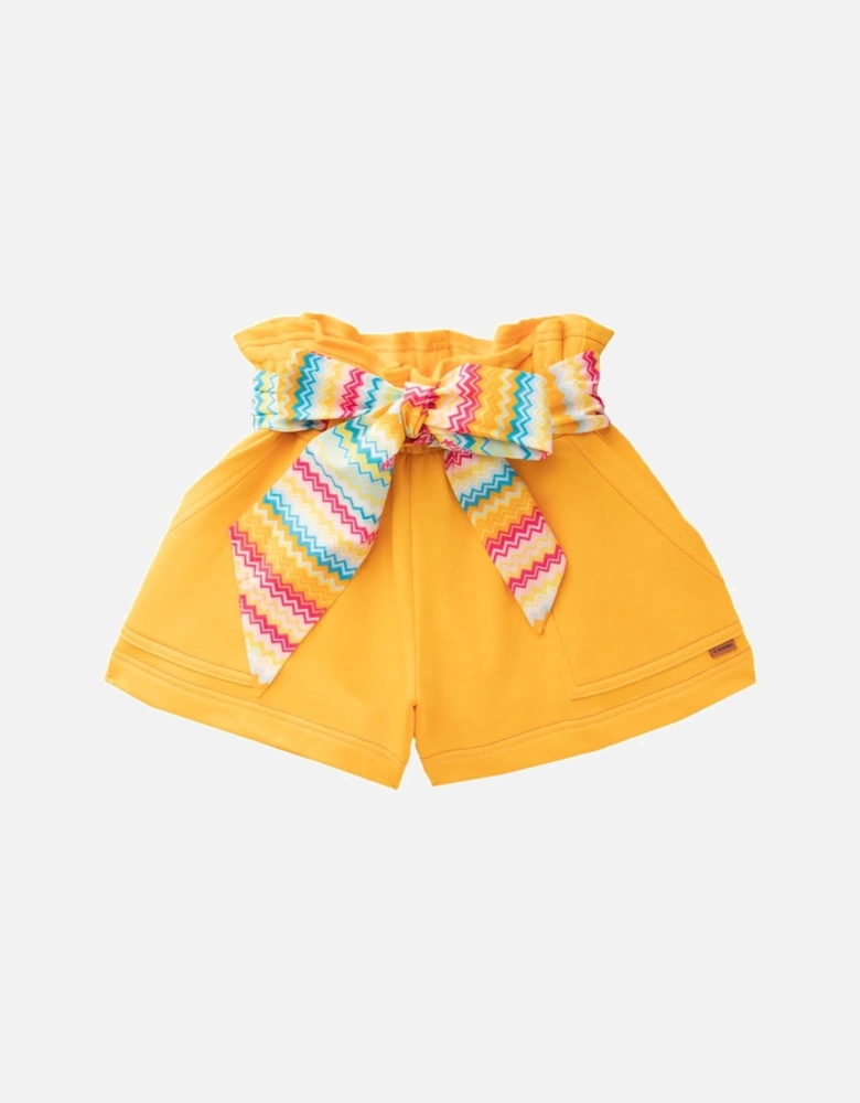 Girls Draped Casual Shorts Mustard Yellow