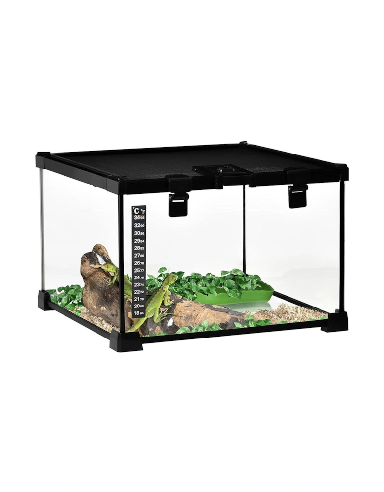 Reptile Terrarium for Lizards, Horned Frogs and Snakes - Black (30 x 30 x 20cm)