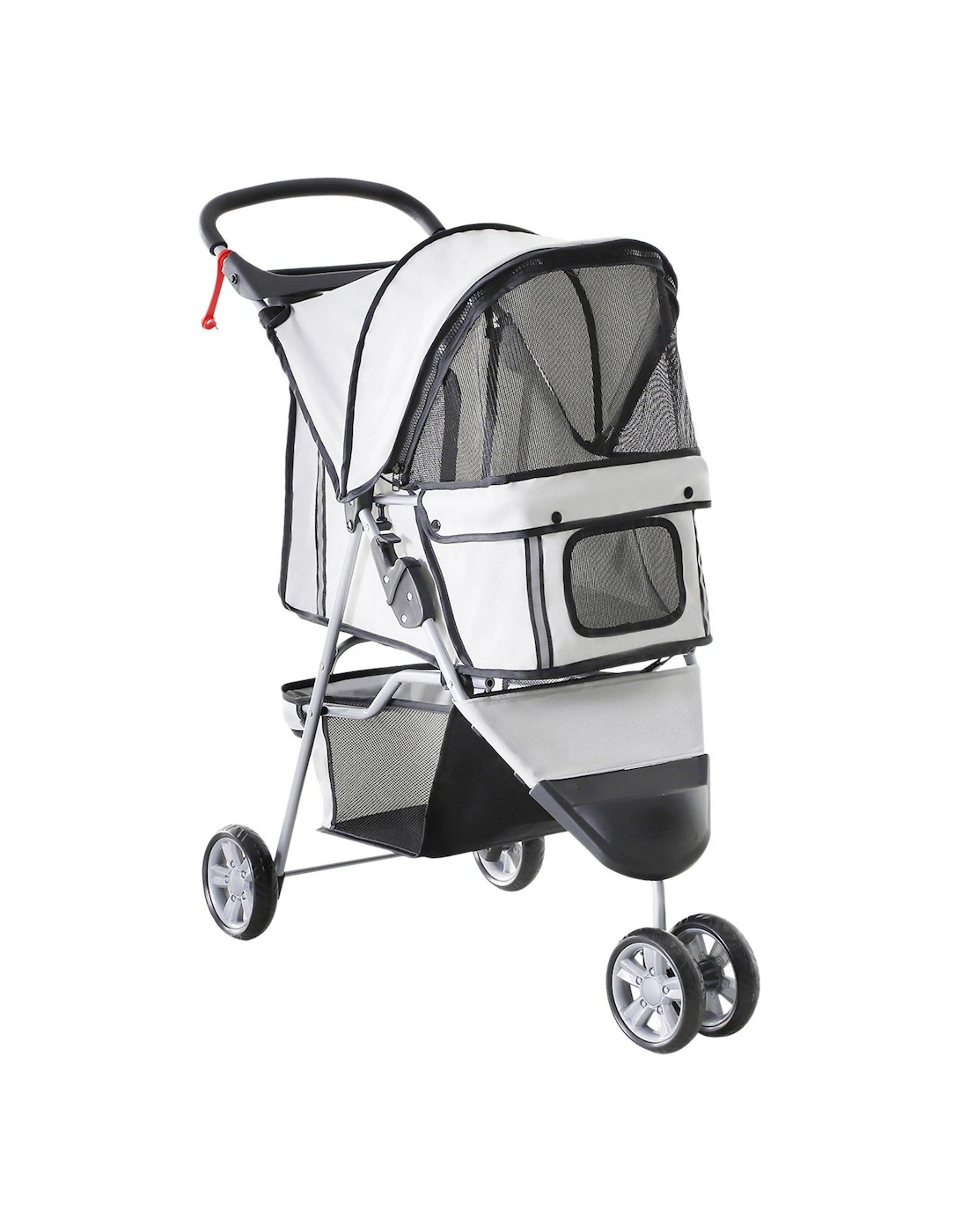 Dogs Stroller Pushchair Oxford Cloth 3-Wheel Pram Grey - Suitable for Small Pets, 2 of 1
