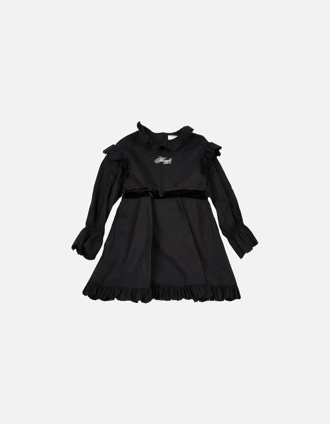 Girls Black Cotton Dress, 4 of 3