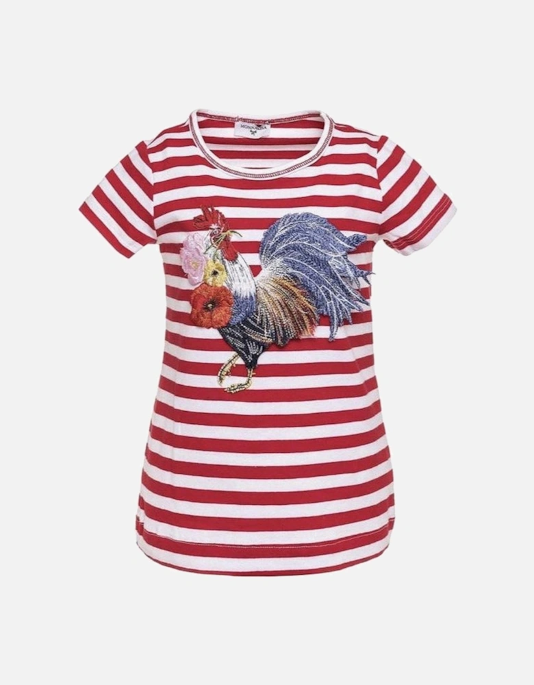 Girls Red And White Striped T-Shirt