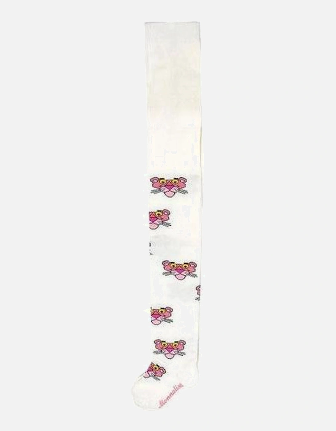 Girls Cream 'Pink Panther' Tights, 5 of 4