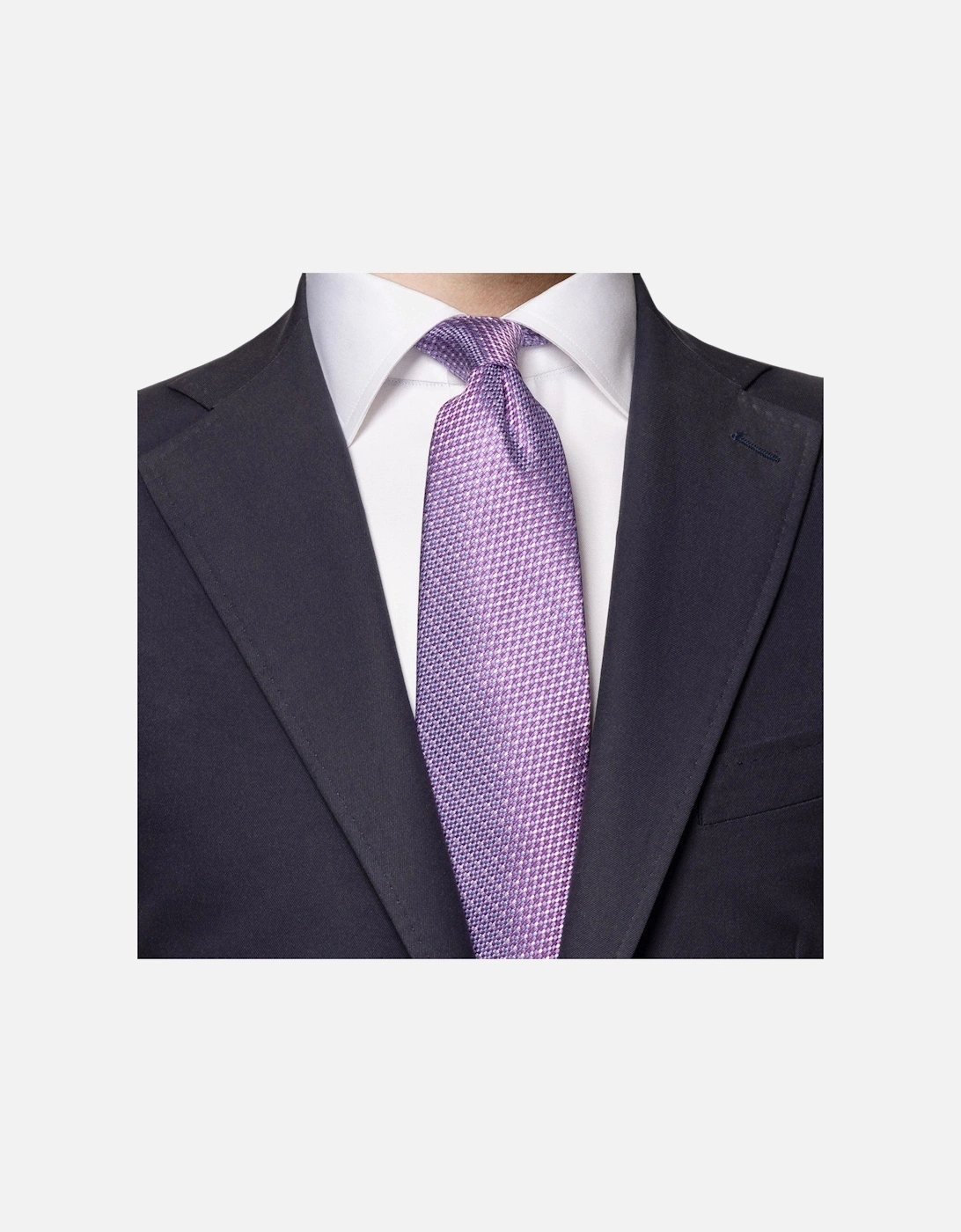 Three Colour Micro Print Silk Tie 79 Purple