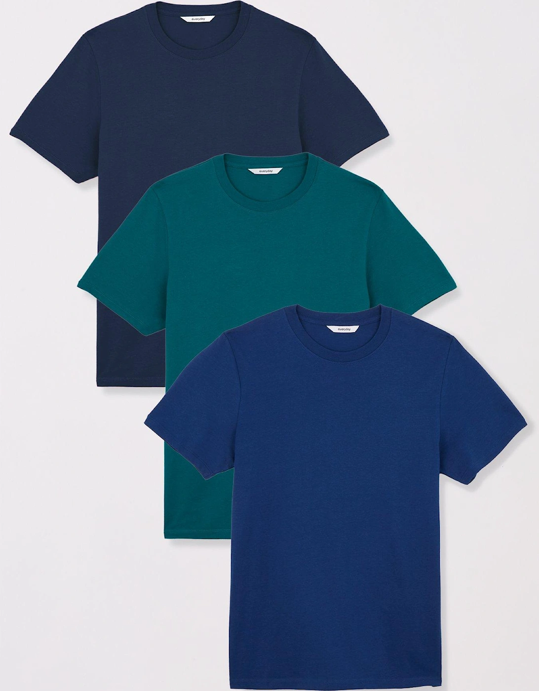 3 Pack Crew T-shirt - Teal/blue/navy, 8 of 7