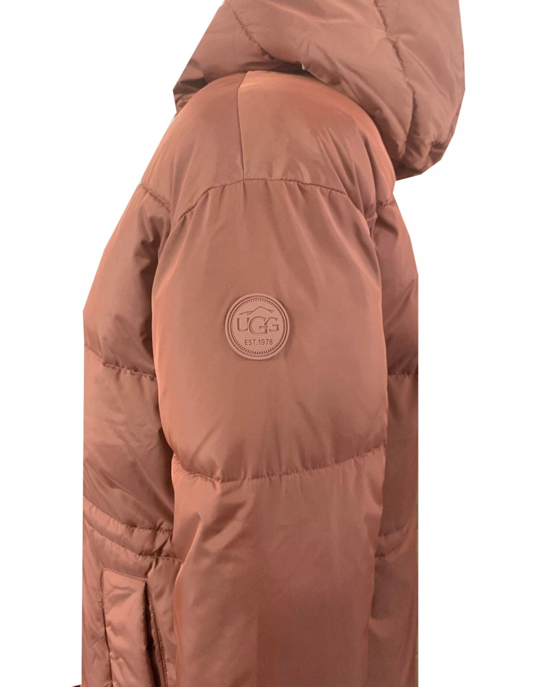 Womens Dark Chestnut Keeley Quilted Longline Puffer coat