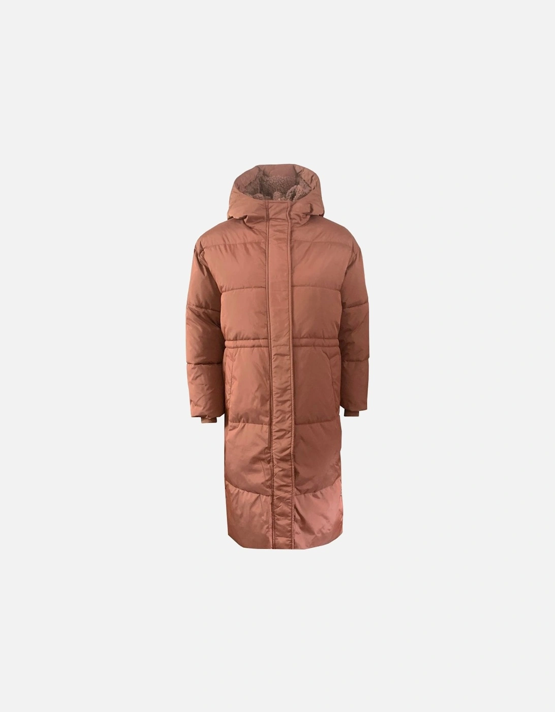 Womens Dark Chestnut Keeley Quilted Longline Puffer coat, 5 of 4