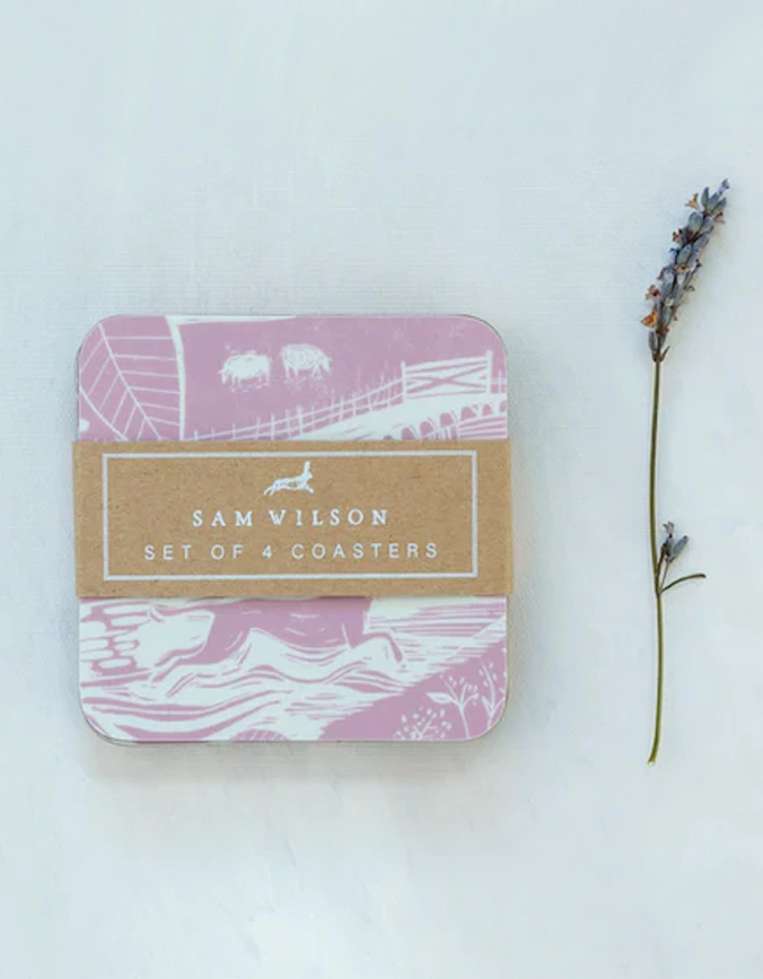 Through The Fields Pink Coasters Set Of 4, 2 of 1