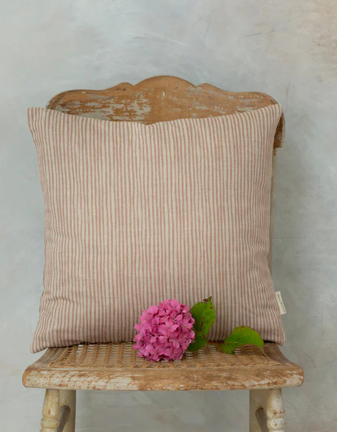 Pink Stripe Square Linen Cushion, 2 of 1